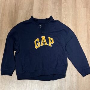 GAP Oversized Navy and Yellow Zip-Up Sweater
